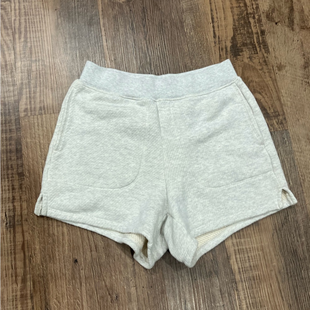 Madewell MWL Airyterry Stitched Pocket Band Cotton Sweat Short in Light Gray